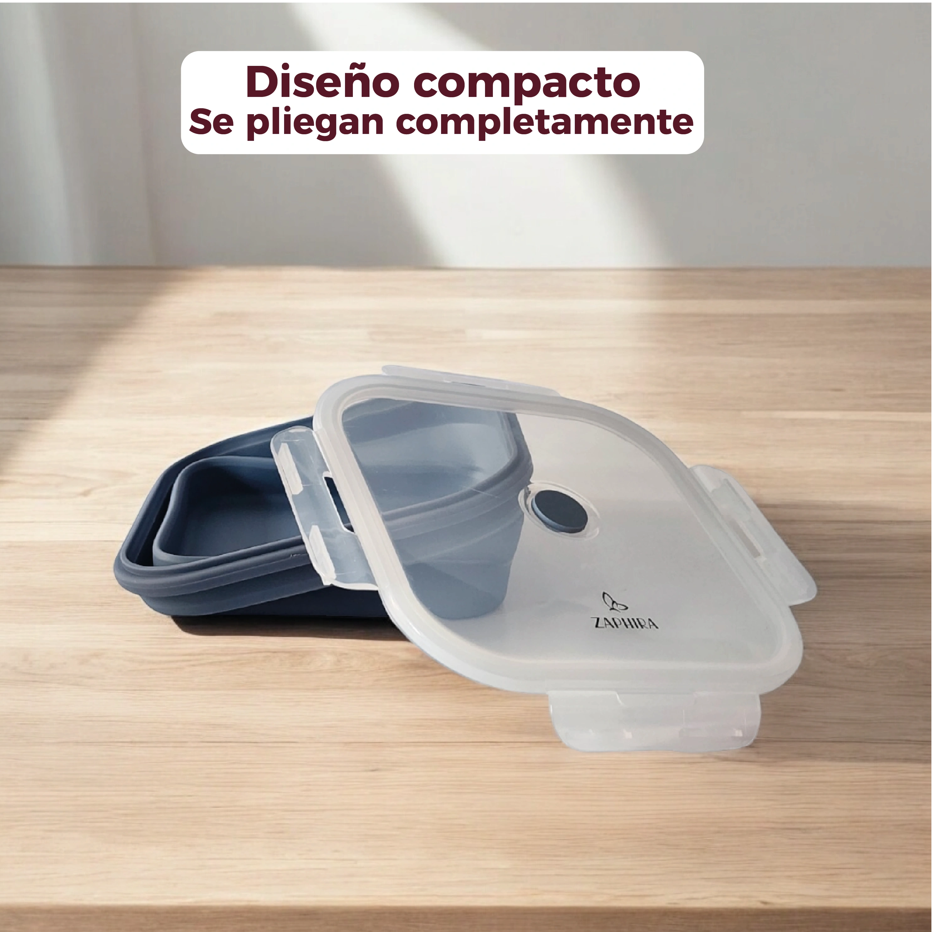 Juego x 2 recipientes plegables cuadrados - Zaphira Online