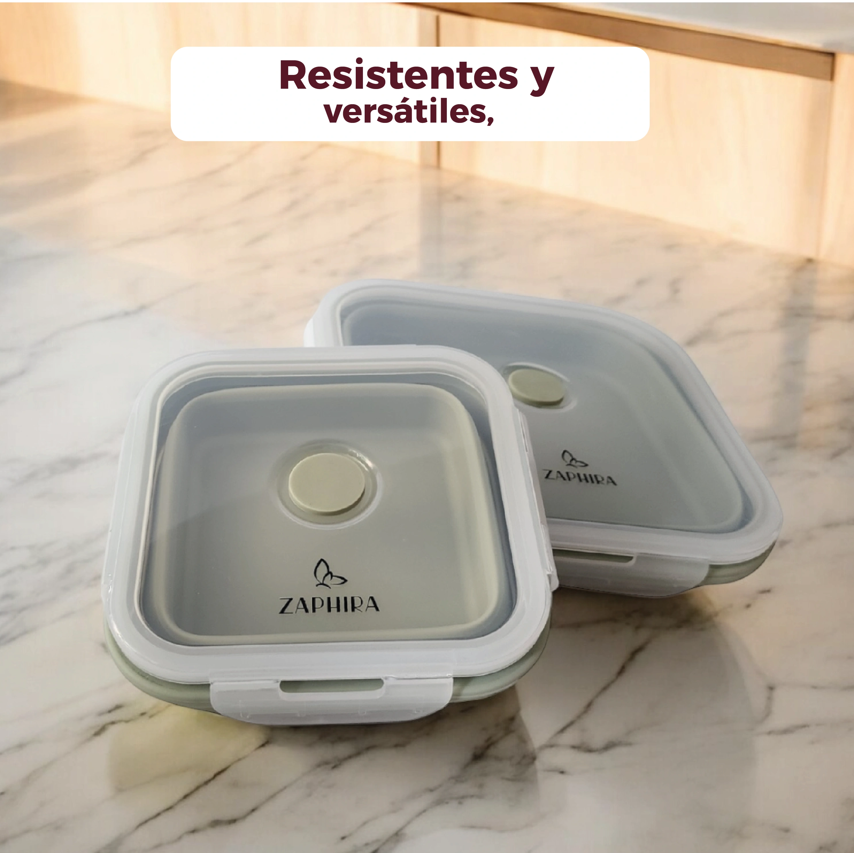Juego x 2 recipientes plegables cuadrados - Zaphira Online