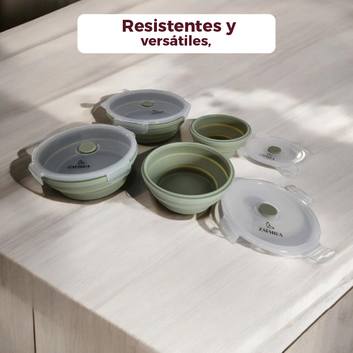 Juego x 4 recipientes plegables redondos